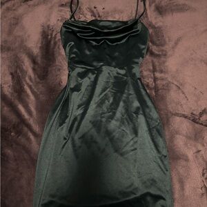 Elegant Green Satin Dress